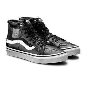Vans Sk8-Hi Slim Cutout Mesh Black / White High-Top Leather Shoes